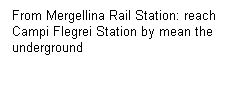 Casella di testo: From Mergellina Rail Station: reach Campi Flegrei Station by mean the underground
