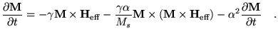 $\displaystyle \frac{\partial \textbf{M}}{\partial t}=- \gamma\textbf{M}\times\t...
...textbf{H}_{\text{eff}})-\alpha^2
 \frac{\partial \textbf{M}}{\partial t} \quad.$
